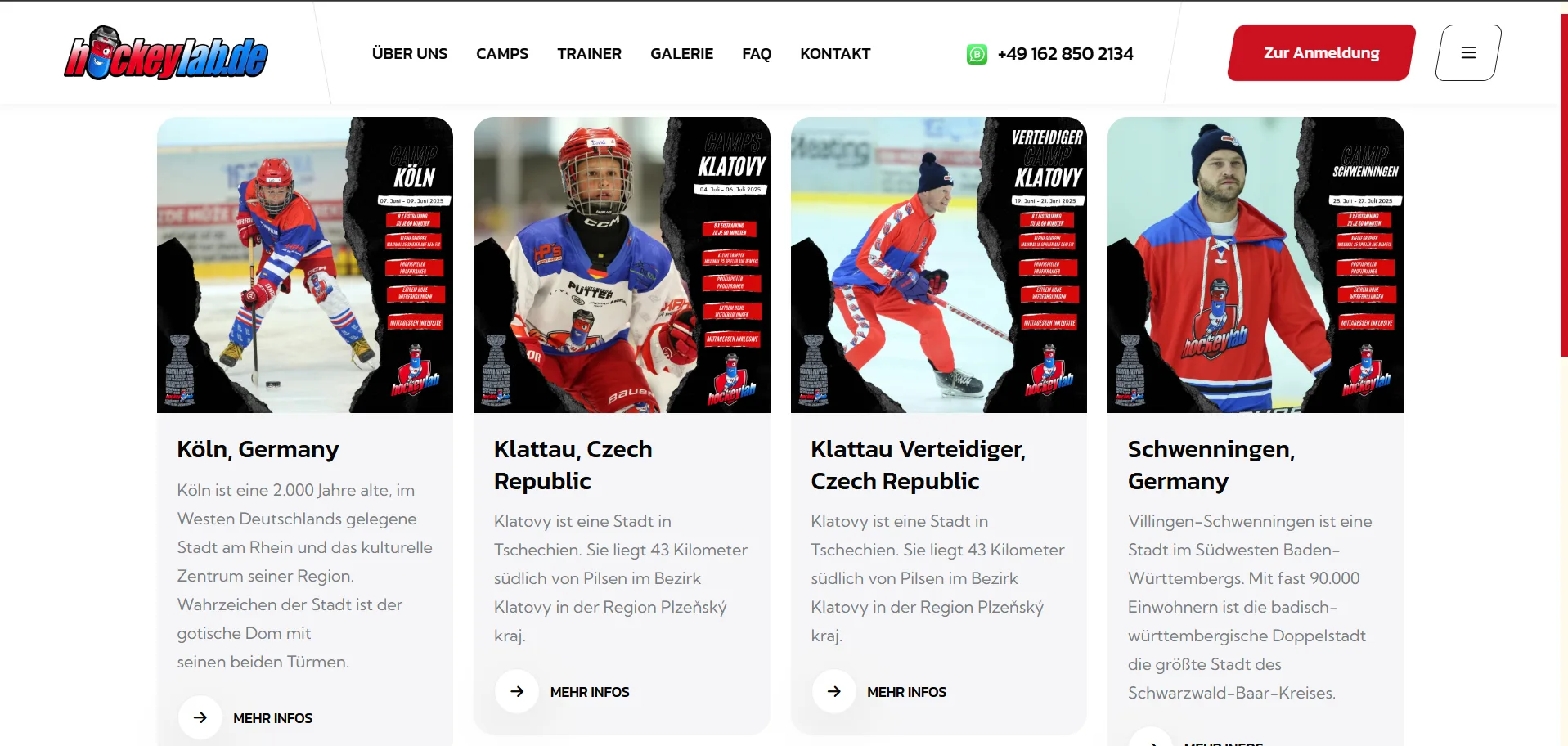 HockeyLab website, screenshot 1