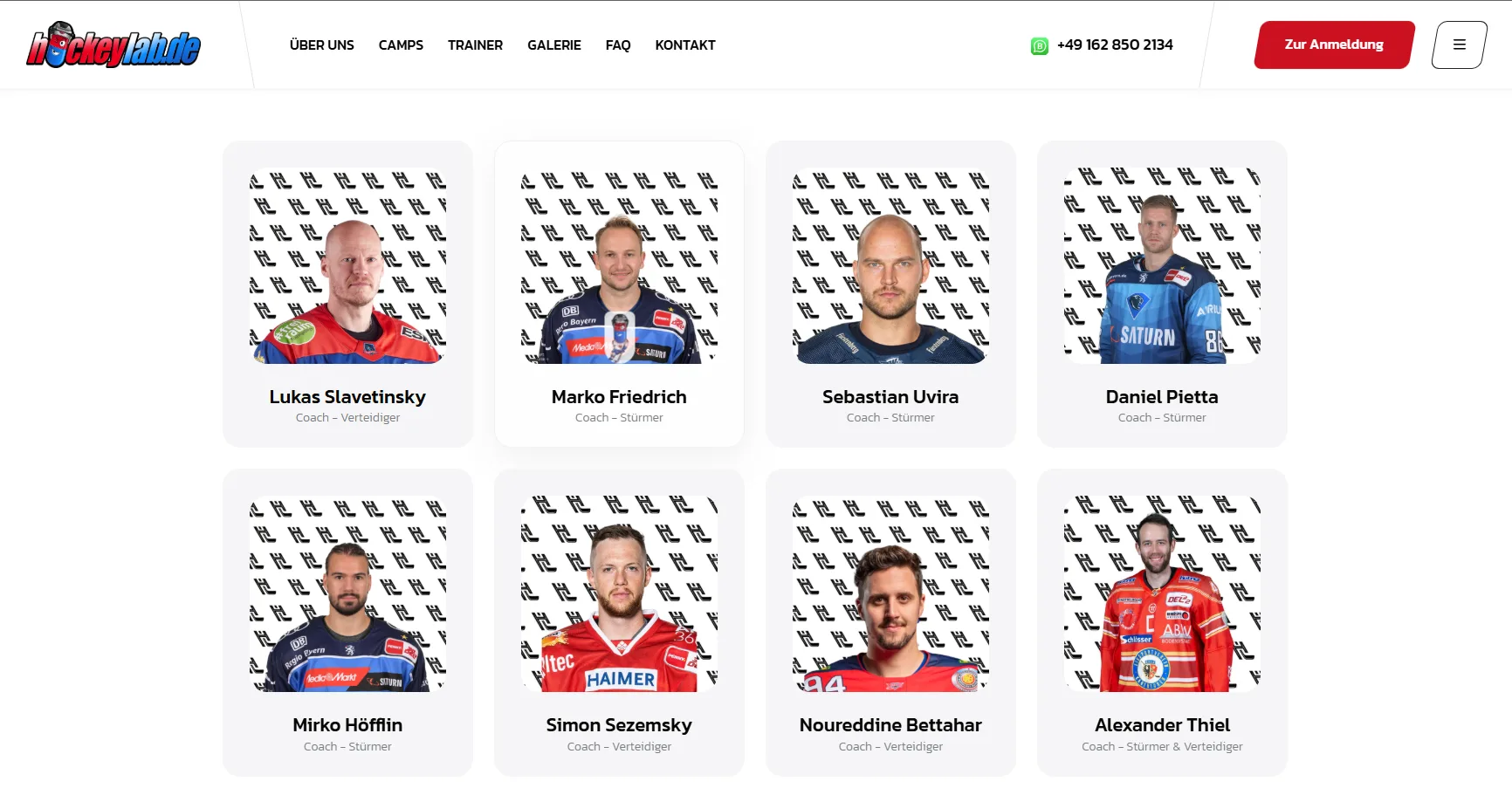 HockeyLab website, screenshot 2