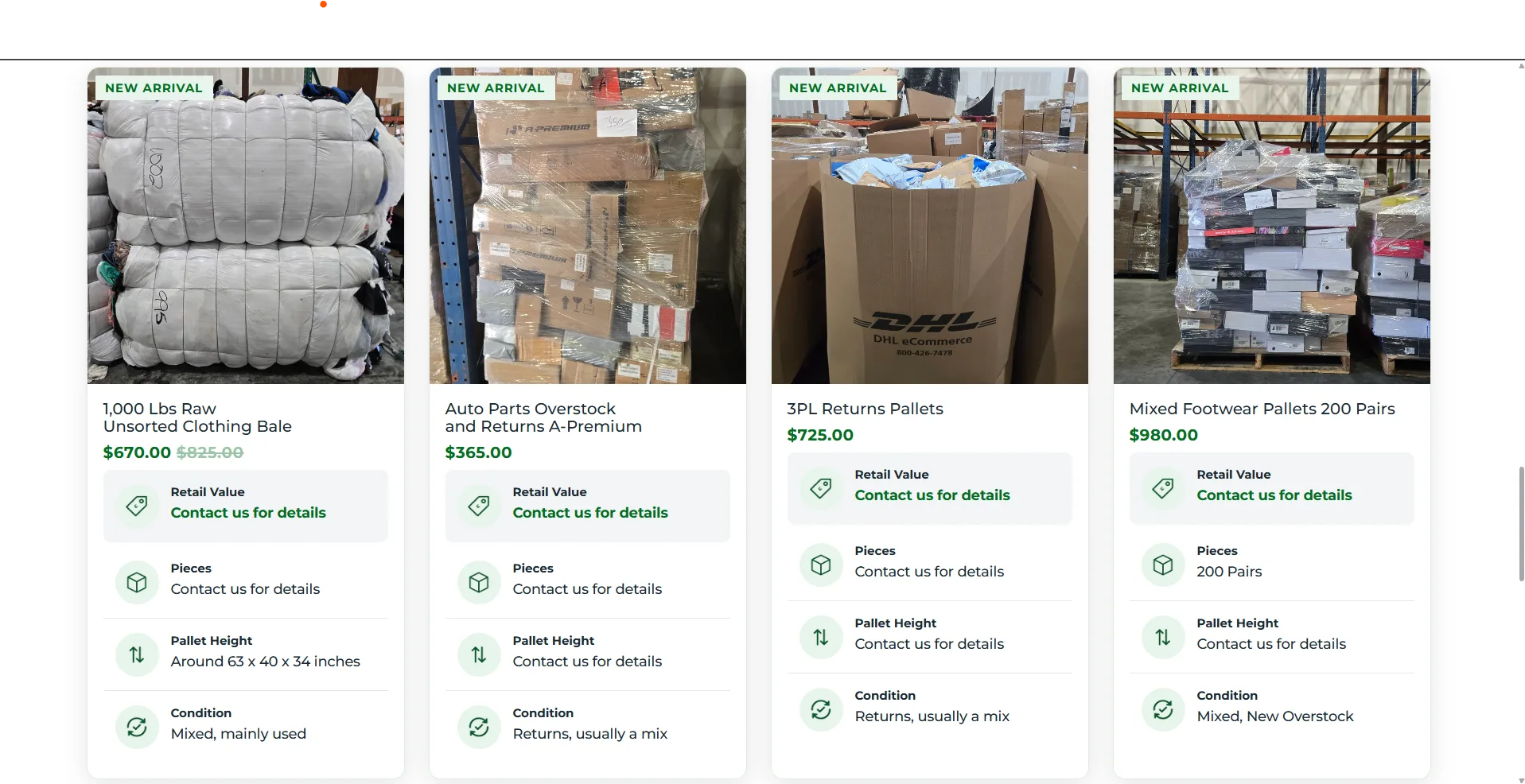 Website Pallet Sellers, Screenshot 1