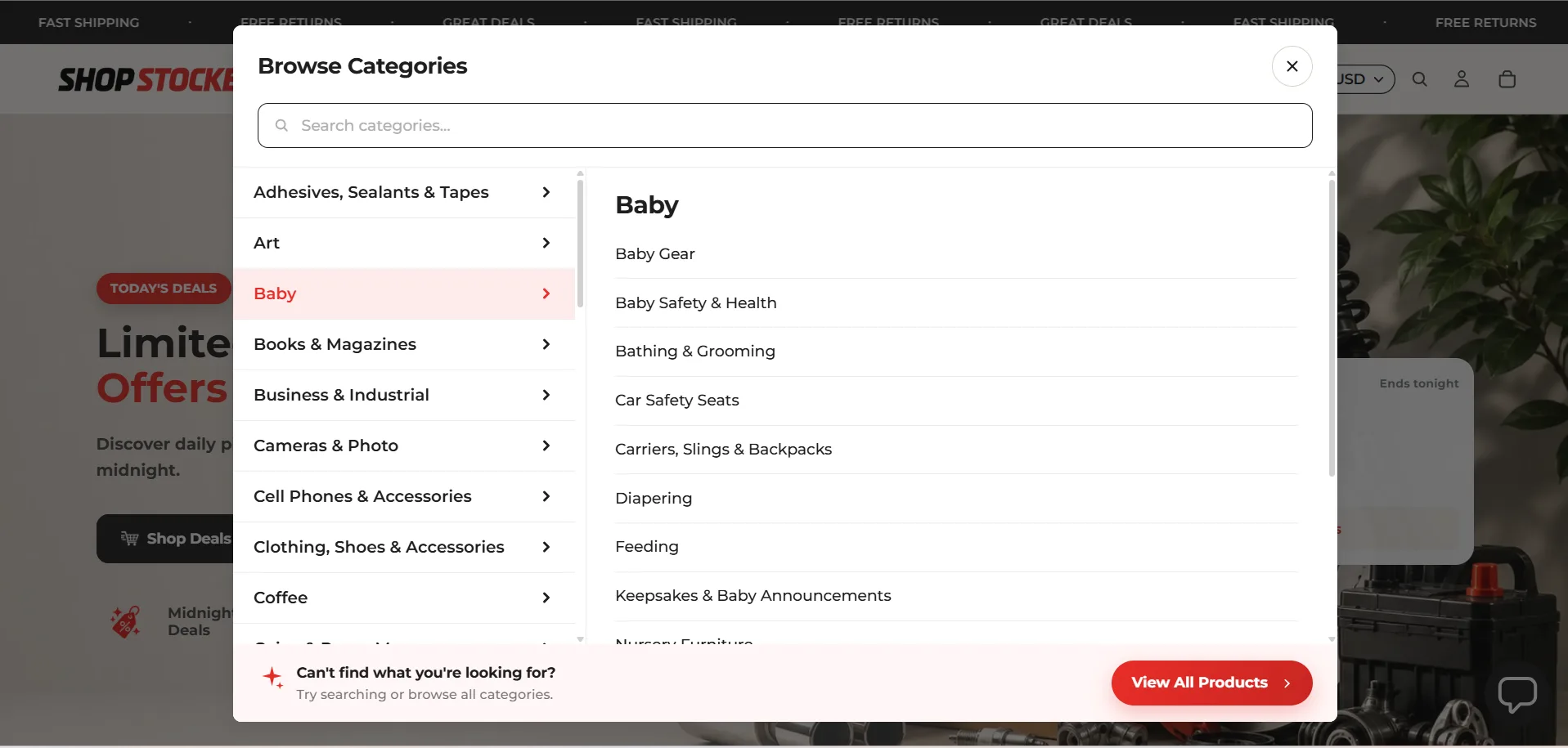 Website ShopStocked, Screenshot 1