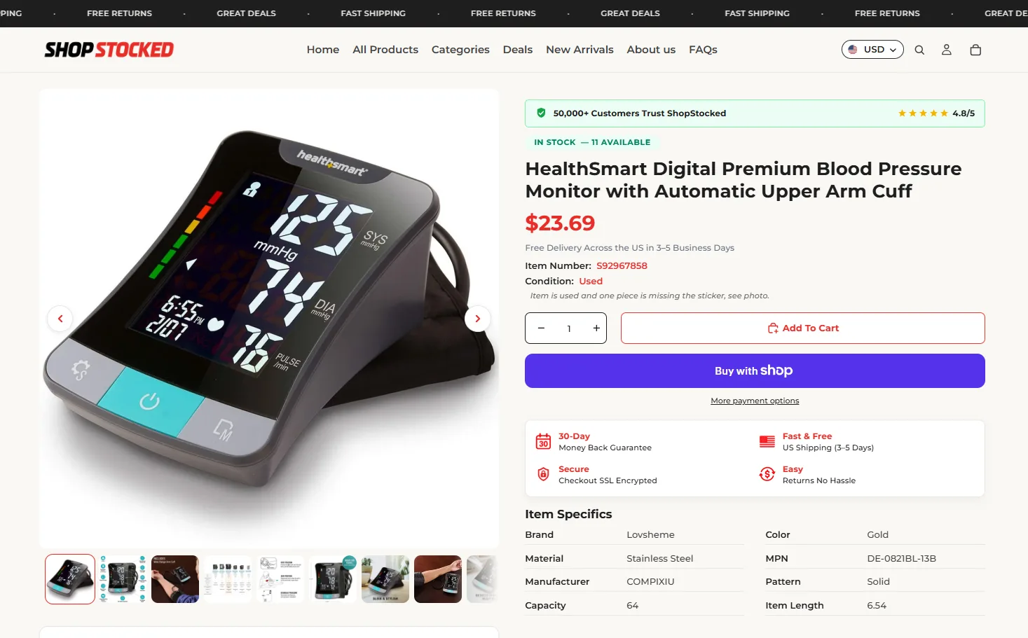 Website ShopStocked, Screenshot 2